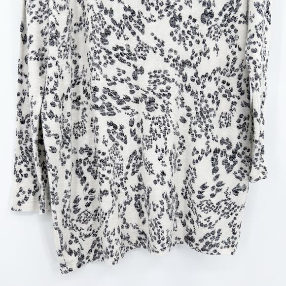 Z Supply White Charcoal Animal Print Cowl Neck Tunic Sweater Dress Womens Sz M - Picture 5 of 11